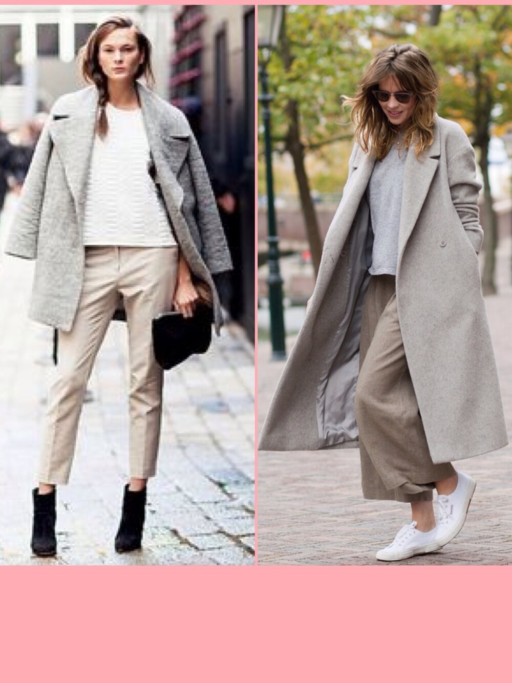 「グレー、ベージュコーデ、ワイドパンツ、アンクルパンツ、シンプル、ノームコア、simple、NORMCORE、クラッチバッグ、ロングコート」｜「no brandのアイテム（その他アンダーウェア/インナー、ホワイト系）」を使った、sakisさん（レディース・164cm）の秋コーディネートの1枚目の写真