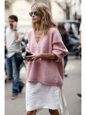 「ピンクニット」｜sakisさん（レディース・164cm）の冬コーディネート