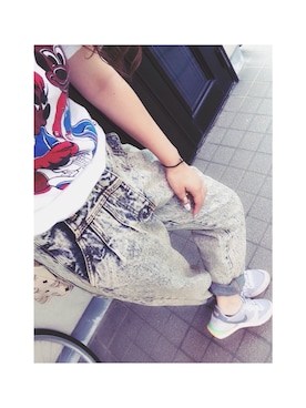 「MICKEYTシャツ」｜♡さん（レディース・152cm）の夏コーディネート
