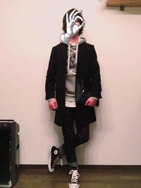 「SHIPS JET BLUE（シップスジェットブルー）のSHIPS JET BLUE: チェスターコート 15FW■（チェスターコート、ブルー系）」を使った、ゆうさん（メンズ・175cm）の冬コーディネート