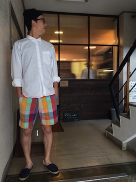 「A.P.C.（アーペーセー）のアイテム（その他シューズ）」を使った、teru matsuさん（メンズ・170cm）の夏コーディネート