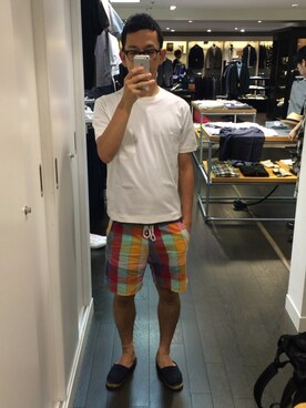 「A.P.C.（アーペーセー）のアイテム（その他シューズ）」を使った、teru matsuさん（メンズ・170cm）の夏コーディネート