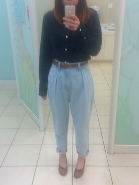 「マムジーンズ」｜ぼぼこさん（レディース・155cm）の冬コーディネート