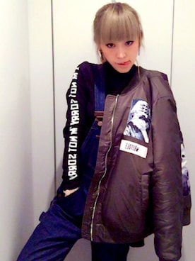 「BOBSON（ボブソン）のアイテム（オールインワン・サロペット）」を使った、KEYさん（レディース・158cm）の春コーディネート