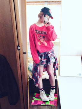 「UES（ウエス）のアイテム（帽子）」を使った、akkochanさん（レディース・159cm）の春コーディネート