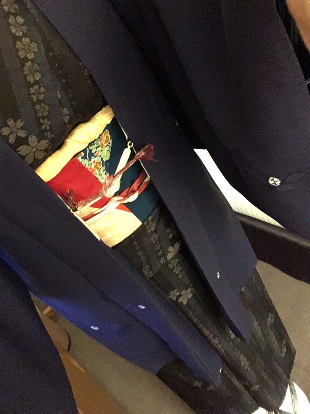 「和装、大島紬、名古屋帯」｜「no brandのアイテム（浴衣、ブラック系）」を使った、なおみさん（レディース・160cm）の秋コーディネートの1枚目の写真