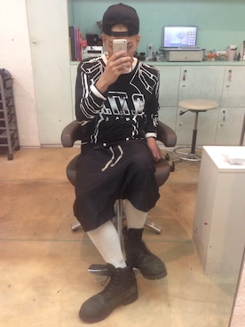 「UNIF（ユニフ）のアイテム（キャップ）」を使った、アイアムジャパニーズさん（メンズ・175cm）の秋コーディネート