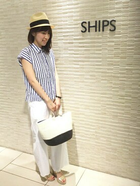 「涼しげ」｜「アイテム（帽子）」を使った、大塚さん（レディース・164cm）の春コーディネート
