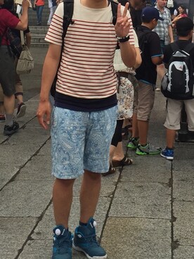 「INHERIT（インヘリット）のアイテム（Tシャツ/カットソー、ホワイト系）」を使った、mosataroさん（メンズ・181cm）の秋コーディネート