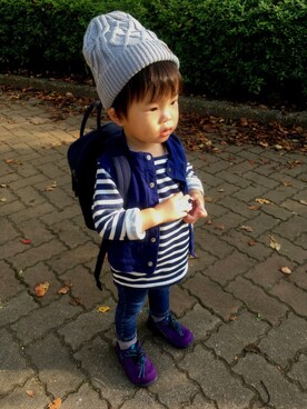「hiromichi BY HIROMICHI NAKANO（ヒロミチ バイ ヒロミチナカノ）のアイテム（スニーカー）」を使った、sato✤さん（キッズ・90cm）の秋コーディネート