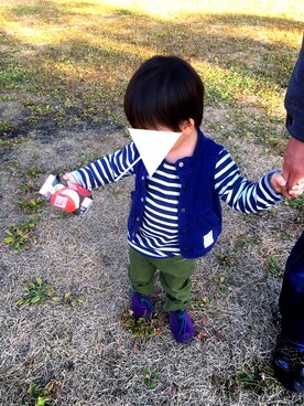 「hiromichi BY HIROMICHI NAKANO（ヒロミチ バイ ヒロミチナカノ）のアイテム（スニーカー）」を使った、sato✤さん（キッズ・90cm）の冬コーディネート