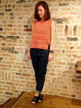 「ノースリーブニット」｜airiさん（レディース・160cm）の春コーディネート