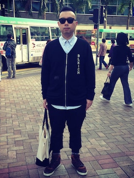 「White Mountaineering」｜「アイテム（ノーカラージャケット）」を使った、lay_see_mingさん（メンズ・168cm）の夏コーディネート