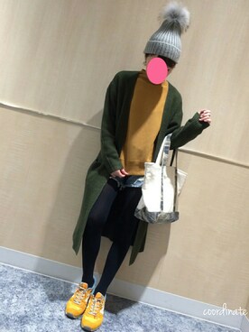 「PLST（プラステ）のアイテム（帽子）」を使った、juntanさん（レディース・154cm）の冬コーディネート
