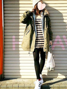 「PLST（プラステ）のアイテム（帽子）」を使った、juntanさん（レディース・154cm）の冬コーディネート