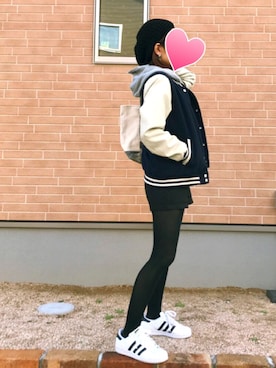 「GRL（グレイル）のアイテム（スタジャン）」を使った、juntanさん（レディース・154cm）の冬コーディネート