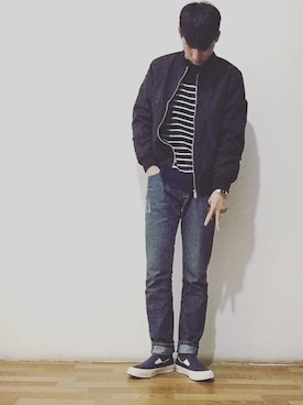 「アイテム（モカシン/デッキシューズ）」を使った、10 POINTS special さん（メンズ・173cm）の秋コーディネート