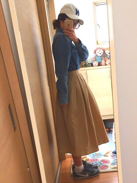 「RAY CASSIN（レイカズン）のアイテム（キャップ）」を使った、chiakiさん（レディース・156cm）の春コーディネート