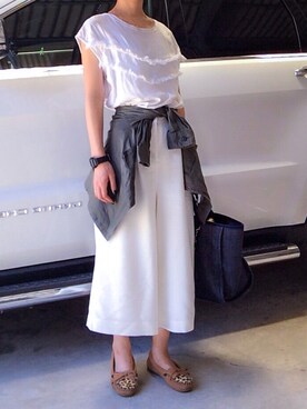 「コーディネート」｜「アイテム（モカシン/デッキシューズ）」を使った、shion_ninomiyaさん（レディース・156cm）の夏コーディネート