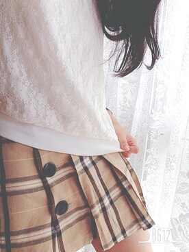「no brand（ノーブランド）のアイテム（スカート、ブラウン系）」を使った、kirakira さん（レディース・161cm）の春コーディネート