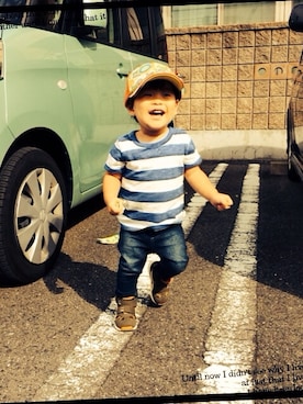 「Carter's（カーターズ）のアイテム（Tシャツ/カットソー、ブルー系）」を使った、jiro-さん（レディース・157cm）の秋コーディネート