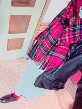 「SHIPS（シップス）のアイテム（ライダースジャケット、ブラック系）」を使った、Mrs.Cさん（レディース・163cm）の冬コーディネート