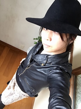 「KIJIMA TAKAYUKI（キジマ　タカユキ）のアイテム（ハット、ブラック系）」を使った、Mrs.Cさん（レディース・163cm）の冬コーディネート