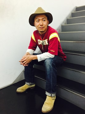 「BACKDROP（バックドロップ）のアイテム（トップス）」を使った、ALWAYSFUNさん（メンズ・172cm）の春コーディネート
