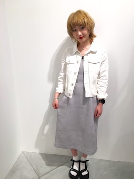 「スポサン」｜「アイテム（デニムジャケット）」を使った、sayakayoshiさん（レディース・152cm）の春コーディネート