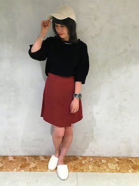 「one after another NICE CLAUP（ワンアフターアナザーナイスクラップ）のアイテム（キャップ）」を使った、sayakayoshiさん（レディース・153cm）の夏コーディネート