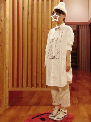 yoshi使用「FRAPBOIS（クレーシャツワンピ）」的時尚穿搭