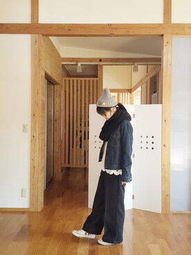 「FRAPBOIS」｜「アイテム（デニムジャケット）」を使った、yoshiさん（レディース・158cm）の冬コーディネート