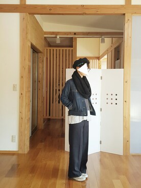 「FRAPBOIS」｜「アイテム（デニムジャケット）」を使った、yoshiさん（レディース・158cm）の冬コーディネート