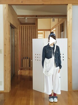 「FRAPBOIS」｜「アイテム（デニムジャケット）」を使った、yoshiさん（レディース・158cm）の春コーディネート