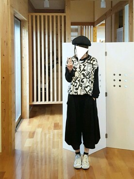 「ウエストイン」｜「アイテム（ハンチング/ベレー帽）」を使った、yoshiさん（レディース・158cm）の秋コーディネート