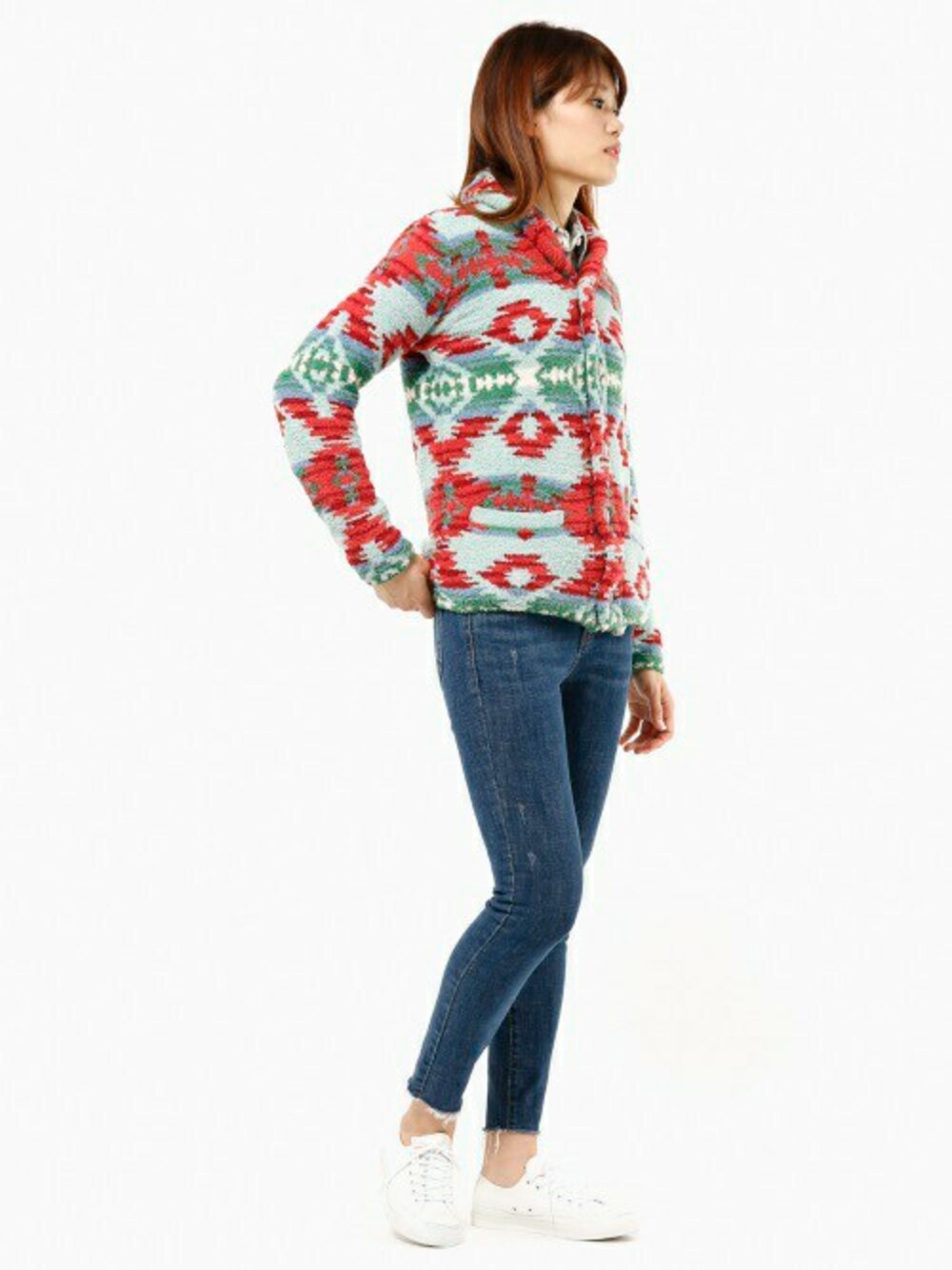 「デニム、ジーンズ、オルテガ、holiday、ヒッコリー、予約商品、auntie rosa holiday、2017ss」｜「Auntie Rosa Holidayの【Holiday】オーバーダイヒッコリーシャツ（シャツ/ブラウス、その他）」を使った、MIKI MORIさん（レディース・173cm）の冬コーディネートの1枚目の写真