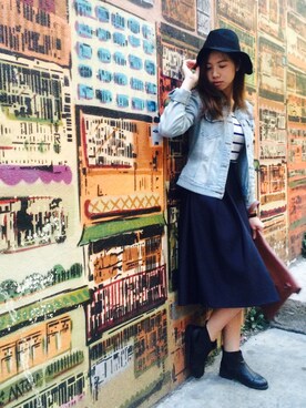 「skirt」｜「アイテム（ワンピース）」を使った、Shanさん（レディース・158cm）の春コーディネート