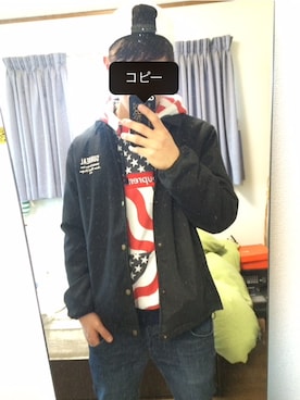 「星条旗」｜「アイテム（ナイロンジャケット）」を使った、hahaha!!さん（メンズ・175cm）の春コーディネート