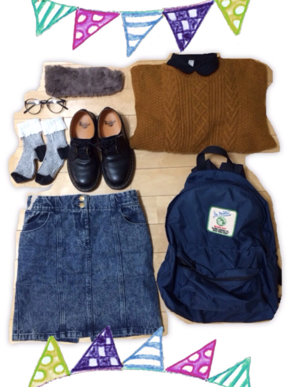 「Dr.Martens、黄色、ヘアーバンド」｜「アイテム（その他シューズ、ブラック系）」を使った、i m k nさん（レディース・156cm）の冬コーディネートの1枚目の写真