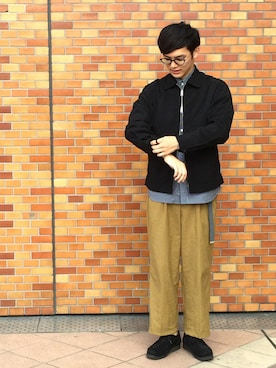 「アイテム（パンツ、イエロー系）」を使った、Keisuke Oobaさん（メンズ・174cm）の秋コーディネート