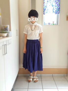 「ブルーコーデ」｜「アイテム（福袋/福箱）」を使った、okonomixさん（レディース・158cm）の夏コーディネート