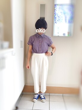 「旦那さんのを借りました」｜「アイテム（その他）」を使った、okonomixさん（レディース・158cm）の夏コーディネート