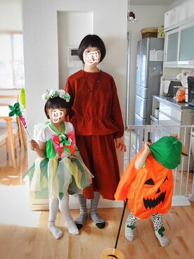 「アイテム（セットアップ、レッド系）」を使った、okonomixさん（レディース・158cm）の秋コーディネート