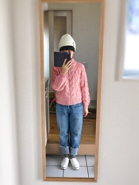 「ピンクニット」｜okonomixさん（レディース・158cm）の冬コーディネート