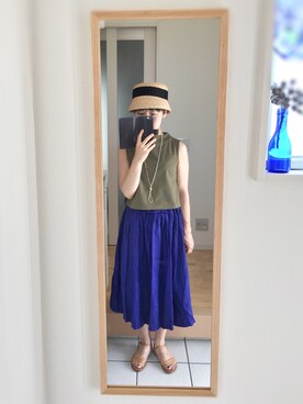 「7月WEAR夏のサンダル祭り」｜「アイテム（アクセサリー）」を使った、okonomixさん（レディース・158cm）の夏コーディネート