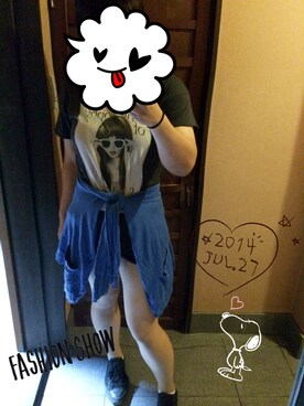 「GAP（ギャップ）のカーディガン（カーディガン/ボレロ、ブルー系）」を使った、miyukiさん（レディース・163cm）の夏コーディネート