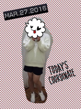 「GU（ジーユー）の（GU）タックショートパンツＡ（パンツ、ブラック系）」を使った、miyukiさん（レディース・163cm）の春コーディネート