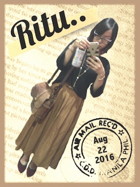 「キャメルスカート」｜「アイテム（パンプス）」を使った、Ritu..さん（レディース・158cm）の夏コーディネート