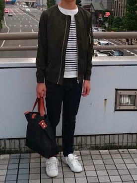 「SPINNS（スピンズ）のアイテム（ミリタリージャケット）」を使った、ゆうちゃんさん（メンズ・179cm）の秋コーディネート