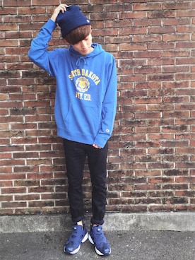 「styles（スタイルス）のアイテム（帽子）」を使った、sawaさん（メンズ・173cm）の秋コーディネート